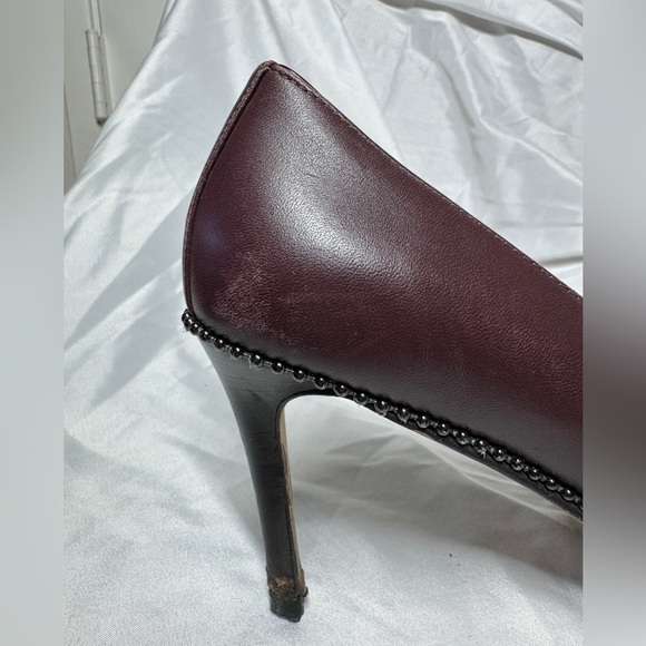 Coach Smith Beadchain Burgundy Maroon Beaded Trim Heels Size 8 - Picture 5 of 16